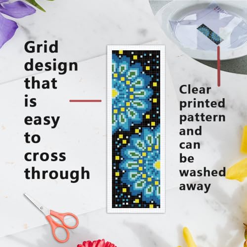 INFUNLY 6 Set Mandala Pattern DIY Cross Stitch Bookmark Kits for Beginners Art Floral Counted Cross Stitch Kit with Instruction Boho Flower Stamped Embroidery Bookmark Kit for Book Lovers Readers Gift - style: Dandala