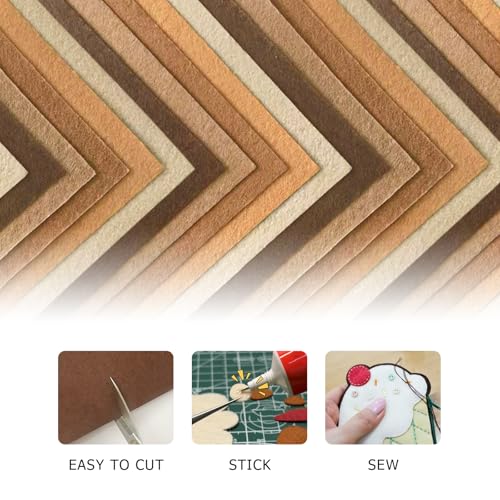 30Pcs Stiff Felt Sheets, 1mm Thick Felt Fabric Squares for Sewing & DIY - color: Brown Series