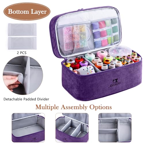 Double-Layer Sewing Organizer Bag with Pin Cushion for Sewing Supplies - color: Purple, size: Style A - Courony