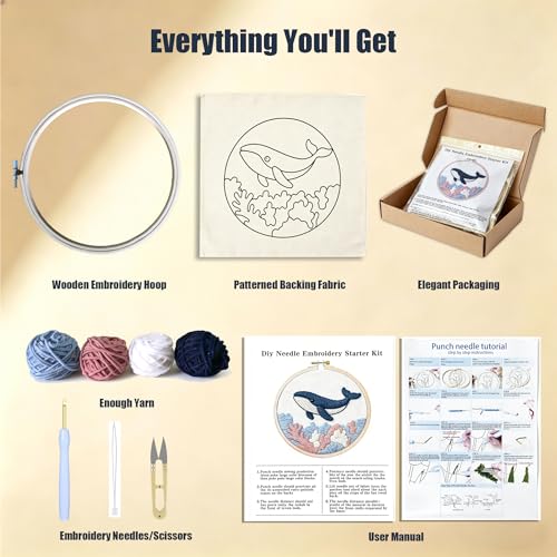AohaiNova Punch Needle Kit for Adult Beginners,Punch Needling Set 0ctopus - color: 12-0ctopus