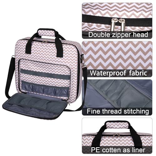 BAGLHER Cross Stitch & Embroidery Organizer Bag - Large Portable Project Storage with 3 Compartments, Travel Friendly Carrying Case for 11.2" Hoops, Threads, Supplies (Stripe) - color: Stripe
