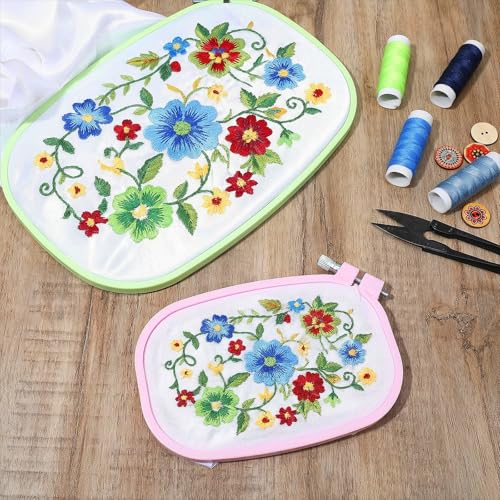 Nogeqi 2PCS Square Embroidery Hoop, Plastic Cross Stitch Hoop, Rectangle Embroidery Ring for Sewing Needlework Cross Stitch Projects (2 Size)