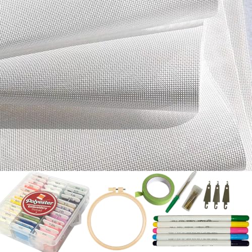 2 Pcs 18 Mesh Professional Blank Needlepoint Canvas Kit with Tools