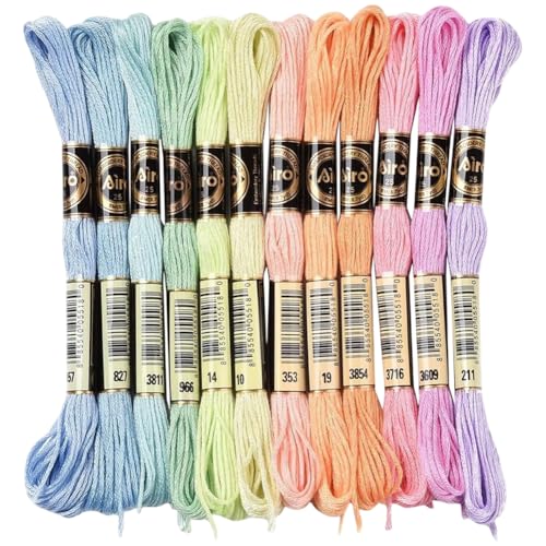 24 Skeins 210 Yards Variegated Embroidery Floss Cross Stitch Thread 6 Ply Macaroon Friendship Bracelet String Yarn Threads Bulk for Jewelry Making Bracelet Knitting Stitching DIY Crafts - color: Candy Color