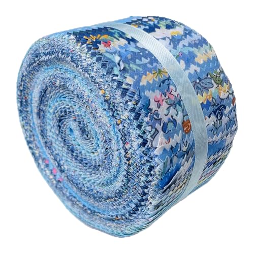 100% Cotton Jelly Roll Fabric Strips for Quilting and Sewing- Blue Sea - color: Blue Mediterranean