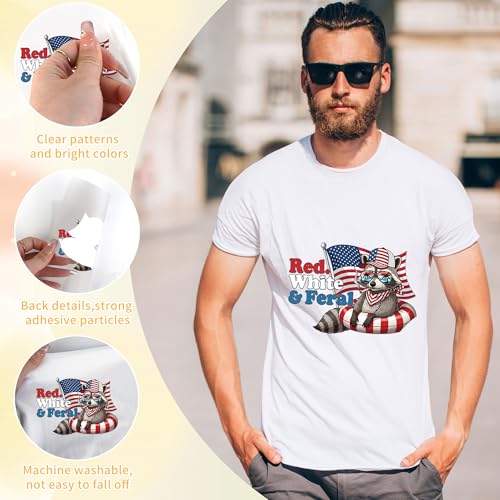 20 Sheets 4th of July Iron on Transfers for T-Shirts - color: Hot Dog