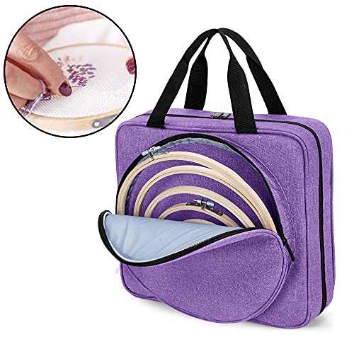 LoDrid Embroidery Project Bag, Square Supplies Storage Tote, Purple - color: Purple