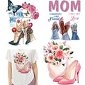 Flower Iron on Decals Patches Mother’s Day Iron on Transfers Sticker Floral High Heels Butterfly Design Washable Hot Heat Transfer Vinyl Stickers T-Shirt Backpacks Families Clothing DIY Applique