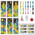 INFUNLY 6pcs Dark Cactus Cross Stitch Bookmark Kit for Beginners DIY Cactus Grove Embroidery Bookmark Kits Night Plants Needlepoint Kit with Instruction Easy Cross Stitch Set for Book Lovers Readers - style: Cactus Jungle