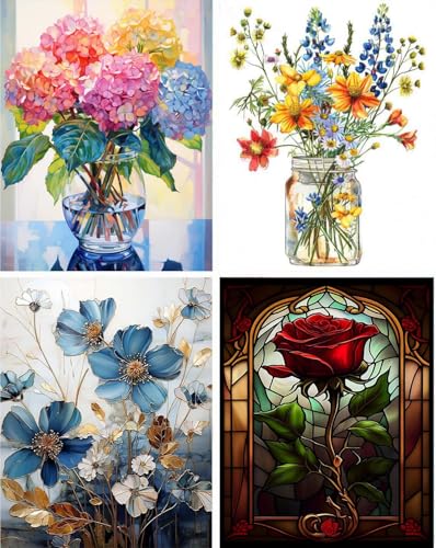 DYAIANGMU 4 Pack Stamped Cross Stitch Kit for Adults 15.7x11.8 inches - color: Y034-zh