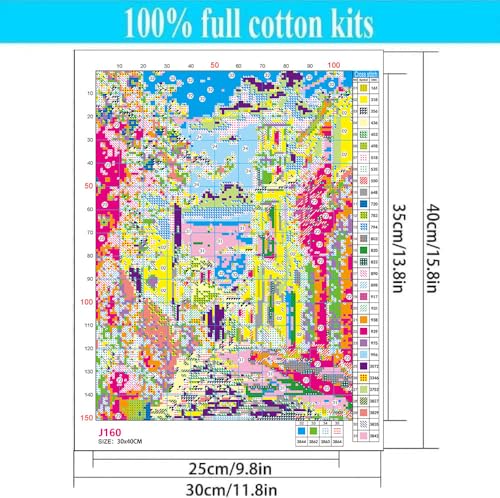 WUSARPLY Landscape Stamped Cross Stitch Kits for Beginners Adults - color: J160