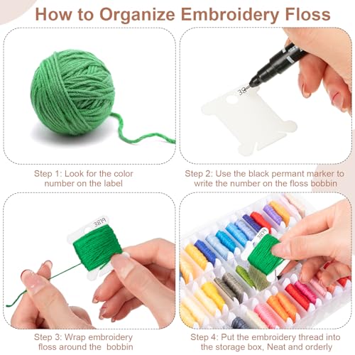 GlikCeil 500 Pcs Set Embroidery Floss Bobbins Thread Organizer Kit