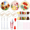Woohome Punch Needle Kit Included Plastic Hoops, Punch Needle Cloth, Color Yarn and Punch Needle Tools for Adults, Beginners (Sunflowers, Butterflies and Flowers) - color: Color 19