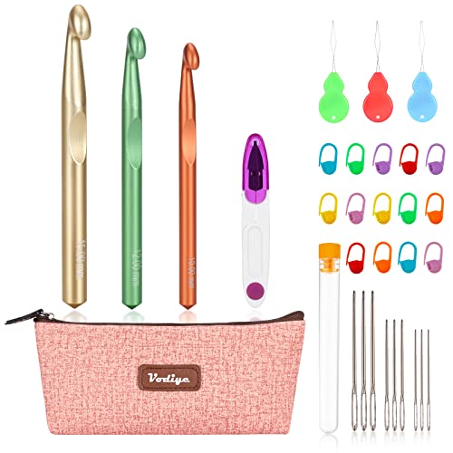 Vodiye 3 Sizes Large Crochet Hooks Set, 10-15 mm, Ergonomic Design - size: 3 Size(10.0-15.0mm)