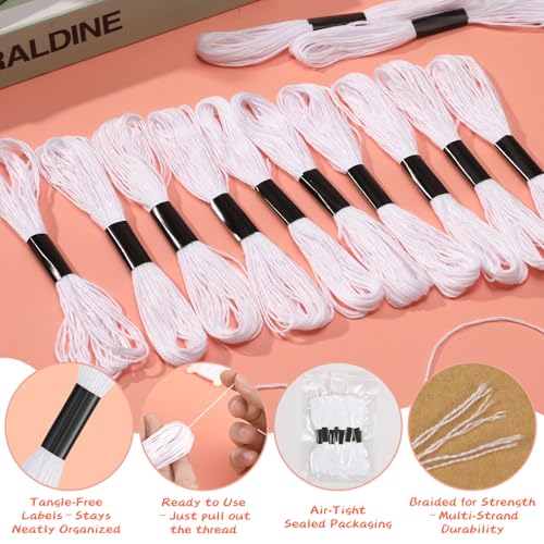 White Embroidery Floss: 14 Skeins Embroidery Thread Cross Stitch Thread - color: White