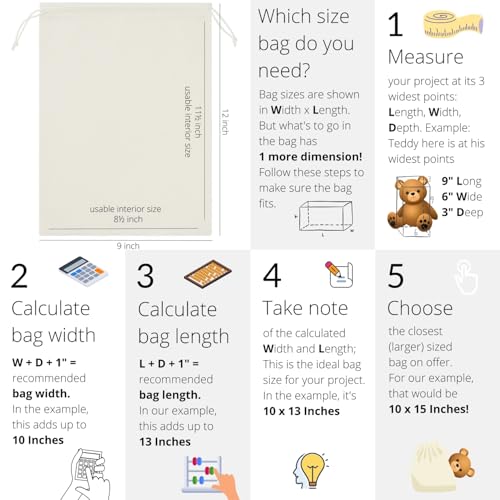 PALTERWEAR 100% Cotton Drawstring Bags 10‑Pack 9x12 Lightweight 70 GSM Muslin Pouch Set | Reusable Gift, Craft, Pantry, Travel Storage | Double Drawstring (Natural Beige, 9 x 12 Inches) - size: 9 x 12 Inches