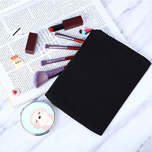 Gejoy 10 Pack Blank Canvas Cosmetic Bags Zipper Pouch DIY,M,Beige and Black - color: Beige and Black, size: Medium