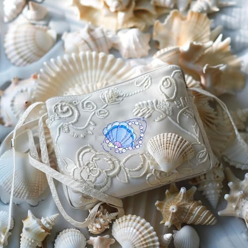 BENECREAT 4 Sheets 50pcs Ocean Theme Water Soluble Hand Sewing Stabilizers, Fish Shell Conch Whale Tear Away Embroidery Stabilizers for Embroidery, Carves, Shirts, Coats, Bags, Towels