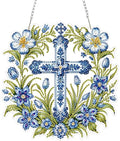 ZeeLionArt Hanging Diamonds Art kit for Adult,Cross Flowers Pendant Diamonds Painting Art Kit,7.5x7.6inch Acrylic Diamonds Painting Board Kit Ornament, Special Crystal Diamond Hanging Ornament - color: DP02451