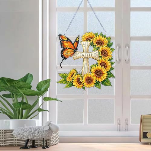 ARPADAMO Cross Diamond Art Kits for Adults, Acrylic Hanging Suncatcher - color: DP05093