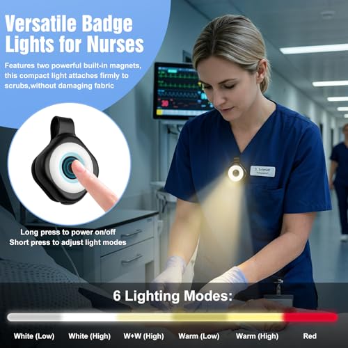 Rechargeable Nurse Lights Clip On for Night Shift, Badge Light - color: F-Black