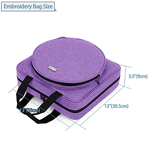 LoDrid Embroidery Project Bag, Square Supplies Storage Tote, Purple - color: Purple