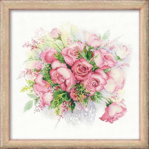 RIOLIS 1335 Watercolor Roses Counted Cross Stitch Kit 11.75 x 11.75 in