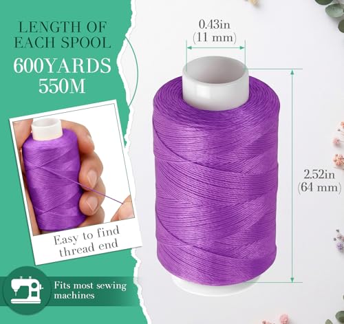 6 Color Sewing Thread Kit – 600 Yards Each Spools - color: 6 Colors,600yd