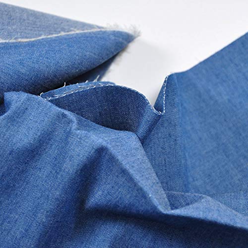 Indigo Blue 4.8 oz 100% Cotton Denim Chambray Fabric,56 Inches Wide, by The Yard - size: yard