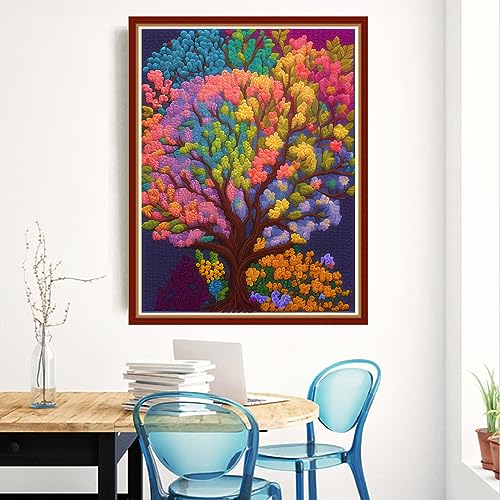 Redxing Stamped Cross Stitch Kits Embroidery kit for Beginners Adults Full Range of Embroidery Patterns Starter Kits DIY Printed Cross Stitch Kits Needlepoint Kits 11CT- Life Tree 15.7x19.7 inch - color: Style 03