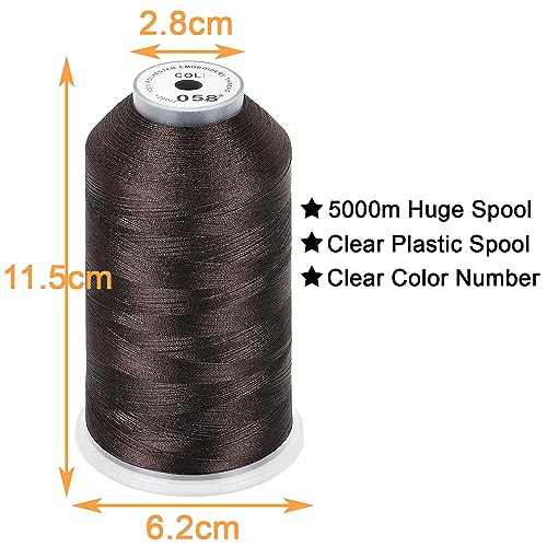 New brothread 2 Huge Spools Embroidery Machine Thread -Dark Brown - color: Dark Brown-058