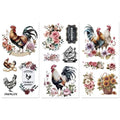 Peacoblue Chicken Rub On Transfers for Furniture Craft 6"x12" - style: Chicken