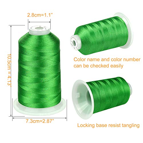 Simthread - 33 Selections - Various Assorted Color Packs of Polyester Embroidery Machine Thread Huge Spool 5500Y for All Purpose Sewing Embroidery Machines - 3 Differ Green - color: 3 Differ Green