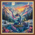 Fanxvivy Stamped Counted Cross Stitch Kits for Adults Printed Cross-Stitch Patterns 11CT Stamped or Counted Cross Stitching Embroidery Kit Needlepoint Kits-Blue Wing Dragon Landscape 18x18 inch - color: Artkits32