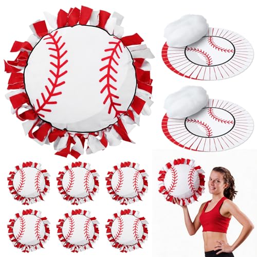 Weysat 6 Sets Baseball Tied Pillow Craft Kit DIY Orange Red White Baseball Shaped Pillow Craft Gifts with PP Cotton for Sports Theme Party Game Day Room Decor VBS School Favors Classroom Giveaways - style: Baseball
