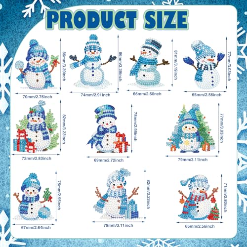Skylety 20 Pcs Christmas Diamond Art Ornaments Snowman Painting, Blue - color: Blue