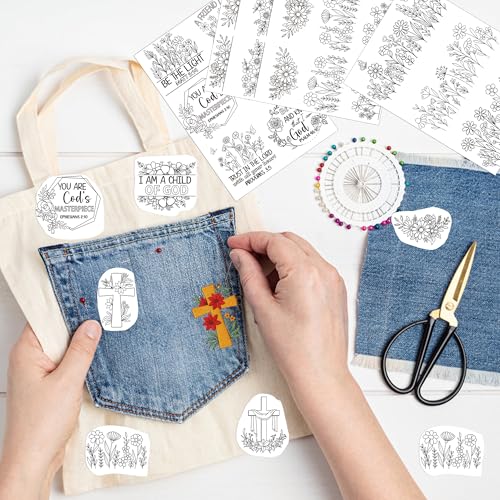 Bible Flower Embroidery Patterns, Water Soluble Stick and Stitch Paper