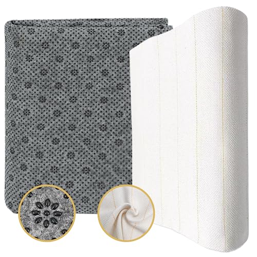 72 x 40 Inch Primary Tufting Cloth and 72 x 40 Inch Non Slip Fabric Final Backing Cloth Monks Fabric for Tufting Gun Rug Supplies Embroidery Crafts Favors - color: Grey + White