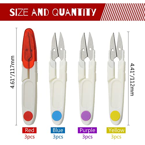 WMYCONGCONG 12 PCS U-Shaped Yarn Sewing Scissors Embroidery Thread Cutter Portable Scissors Trimming Nipper with Protective Cover for Arts Crafts Stitch DIY Projects (12)