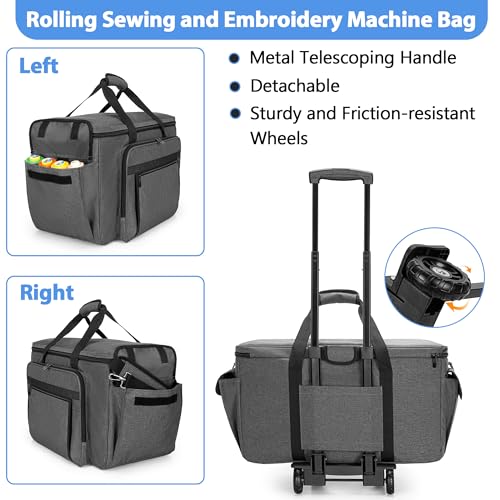 CURMIO Rolling Embroidery Machine Case Compatible with Brother SE600, PE535