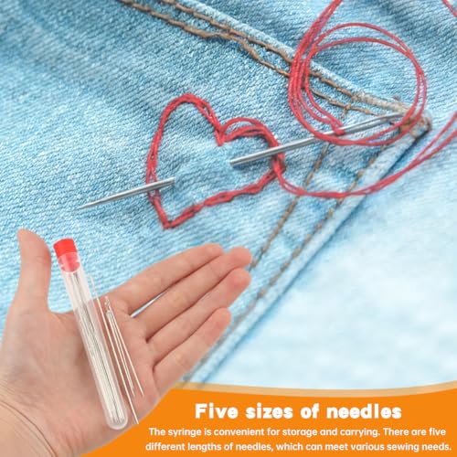 41-Pcs Sewing Tool Kit, 25 Large Eye Needles, Threads, Threaders & Thimbles