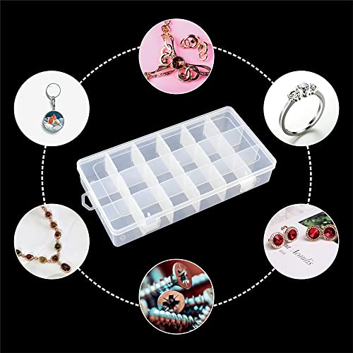 5 Pack 18 Compartment Organizer Box with Parkical Adjustable Dividers, 18 Grids Plastic Storage Container for Jewelry, Craft DIY, Bead Organizer, Sewing, Dip Powder, Hair Accessories - size: 5 Pack 18 Compartment Organizer Box