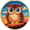 DIY Punch Needle Kits Owl with Sunset with Hoop 20x20cm-1 - color: 21-Owl