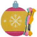 Howie's Needlepoint Christmas Needlepoint Kits, 18CT Printed Embroidery Pattern Starter Kits, Stamped Patterns Canvas Kits(Yellow Christmas Ball-Snowflake,4x4inch) - color: Yellow Christmas Ball-Snowflake
