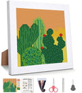 WUSARPLY Cactus Stamped Cross Stitch Kits for Beginners Adults with Framed - color: DKJ014
