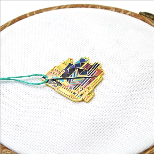 Awesome Pattern Studio Chicago Magnetic Needle Minder Set Includes Needle Minder, 2 Threaders, Crane Scissors. Enamel Pin for Cross Stitch, Embroidery and Craft - size: Chicago Set #2