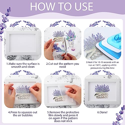 Noveread 20 Sheets Lavender Rub on Transfers for Crafts and Furniture