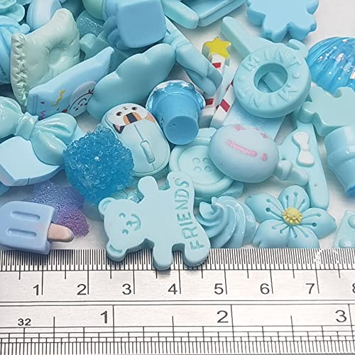 Chenkou Craft 50pcs Lots Mix Assorted Baby-Blue Craft DIY Flatbacks Resin Flat Back Buttons Scrapbooking (Blue) - color: Blue