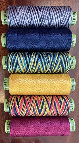 Sue Spargo Eleganza #8 Perle, Six 70yd Spools Polished Cotton for Embroidery (03 - Boardwalk)