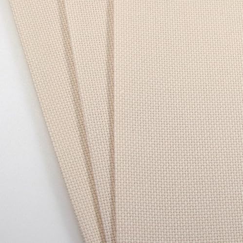 KCS 3 pc of 12" x 18"(30cmx45cm) 16 Count Cotton Aida Cloth Cross Stitch Fabric (Ecru,16CT) - color: Ecru, size: 16CT